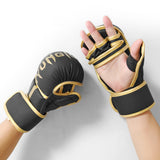 Boxing Gloves Exercise Training Sparring Gloves for Grappling Sanda Sparring Black Gold M