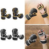 Boxing Gloves Exercise Training Sparring Gloves for Grappling Sanda Sparring Black Gold M