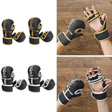 Boxing Gloves Exercise Training Sparring Gloves for Grappling Sanda Sparring Black Gold M