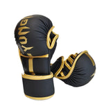 Boxing Gloves Exercise Training Sparring Gloves for Grappling Sanda Sparring Black Gold M