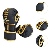 Boxing Gloves Exercise Training Sparring Gloves for Grappling Sanda Sparring Black Gold M