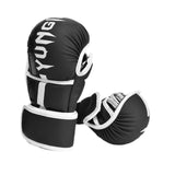 Boxing Gloves Exercise Training Sparring Gloves for Grappling Sanda Sparring Black White M