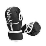 Boxing Gloves Exercise Training Sparring Gloves for Grappling Sanda Sparring Black White M