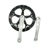 Bicycle Crankset High Strength Bike Crank Arm Set for Folding Bike Road Bike Black and Silver