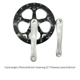 Bicycle Crankset High Strength Bike Crank Arm Set for Folding Bike Road Bike Black and Silver