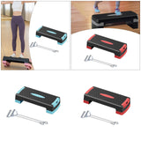 Aerobic Exercise Step Platform Adjustable with Resistance Bands for Home Gym Blue Black