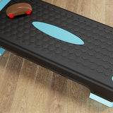 Aerobic Exercise Step Platform Adjustable with Resistance Bands for Home Gym Blue Black