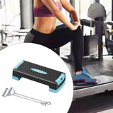 Aerobic Exercise Step Platform Adjustable with Resistance Bands for Home Gym Blue Black