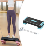 Aerobic Exercise Step Platform Adjustable with Resistance Bands for Home Gym Blue Black