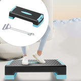 Aerobic Exercise Step Platform Adjustable with Resistance Bands for Home Gym Blue Black