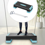 Aerobic Exercise Step Platform Adjustable with Resistance Bands for Home Gym Blue Black