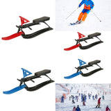 Snow Sled with Steering Wheel Brake Gift Ski Sled Slider for Children Adults Red