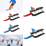 Snow Sled with Steering Wheel Brake Gift Ski Sled Slider for Children Adults Red