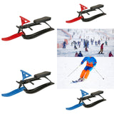 Snow Sled with Steering Wheel Brake Gift Ski Sled Slider for Children Adults Red