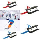 Snow Sled with Steering Wheel Brake Gift Ski Sled Slider for Children Adults Red