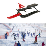 Snow Sled with Steering Wheel Brake Gift Ski Sled Slider for Children Adults Red