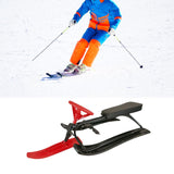 Snow Sled with Steering Wheel Brake Gift Ski Sled Slider for Children Adults Red