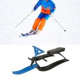 Snow Sled with Steering Wheel Brake Gift Ski Sled Slider for Children Adults Blue