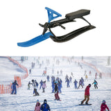 Snow Sled with Steering Wheel Brake Gift Ski Sled Slider for Children Adults Blue