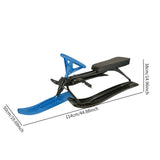 Snow Sled with Steering Wheel Brake Gift Ski Sled Slider for Children Adults Blue