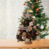 Tabletop Christmas Tree with Lights Realistic Xmas Tree for Home Party Table Cotton Ornament 45cm