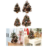 Tabletop Christmas Tree with Lights Realistic Xmas Tree for Home Party Table Cotton Ornament 45cm