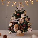 Tabletop Christmas Tree with Lights Realistic Xmas Tree for Home Party Table Cotton Ornament 45cm