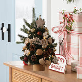 Tabletop Christmas Tree with Lights Realistic Xmas Tree for Home Party Table Cotton Ornament 60cm