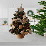 Tabletop Christmas Tree with Lights Realistic Xmas Tree for Home Party Table Cotton Ornament 60cm