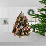 Tabletop Christmas Tree with Lights Realistic Xmas Tree for Home Party Table Elk Ornament 45cm