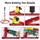 Baseball Batting Tee Adjustable Height with Bag Training Equipment Tee Stand Red