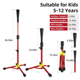 Baseball Batting Tee Adjustable Height with Bag Training Equipment Tee Stand Red