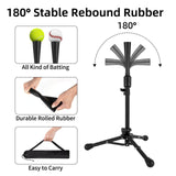 Baseball Batting Tee Adjustable Height with Bag Training Equipment Tee Stand Black