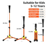 Baseball Batting Tee Adjustable Height with Bag Training Equipment Tee Stand Orange