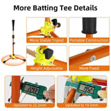 Baseball Batting Tee Adjustable Height with Bag Training Equipment Tee Stand Orange