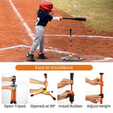 Baseball Batting Tee Adjustable Height with Bag Training Equipment Tee Stand Orange