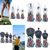 3Pcs Wood Headcovers Driver Fairway Wood Hybrid Golf Club Head Covers White