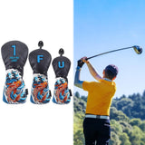 3Pcs Wood Headcovers Driver Fairway Wood Hybrid Golf Club Head Covers Black