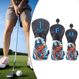 3Pcs Wood Headcovers Driver Fairway Wood Hybrid Golf Club Head Covers Black