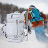 Ski Backpack Portable Stylish Ski Boot Bag for Skiing Cycling Mountaineering Gray