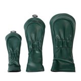 3Pcs Golf Head Cover PU Leather Golf Wood Headcover for Outdoor Adults Gifts Green