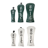 3Pcs Golf Head Cover PU Leather Golf Wood Headcover for Outdoor Adults Gifts Green