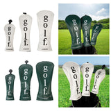 3Pcs Golf Head Cover PU Leather Golf Wood Headcover for Outdoor Adults Gifts Green