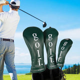 3Pcs Golf Head Cover PU Leather Golf Wood Headcover for Outdoor Adults Gifts Green