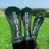 3Pcs Golf Head Cover PU Leather Golf Wood Headcover for Outdoor Adults Gifts Green