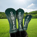 3Pcs Golf Head Cover PU Leather Golf Wood Headcover for Outdoor Adults Gifts Green