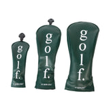 3Pcs Golf Head Cover PU Leather Golf Wood Headcover for Outdoor Adults Gifts Green