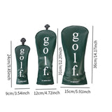 3Pcs Golf Head Cover PU Leather Golf Wood Headcover for Outdoor Adults Gifts Green