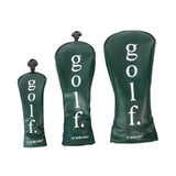 3Pcs Golf Head Cover PU Leather Golf Wood Headcover for Outdoor Adults Gifts Green