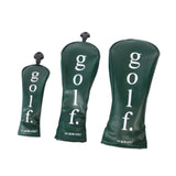 3Pcs Golf Head Cover PU Leather Golf Wood Headcover for Outdoor Adults Gifts Green